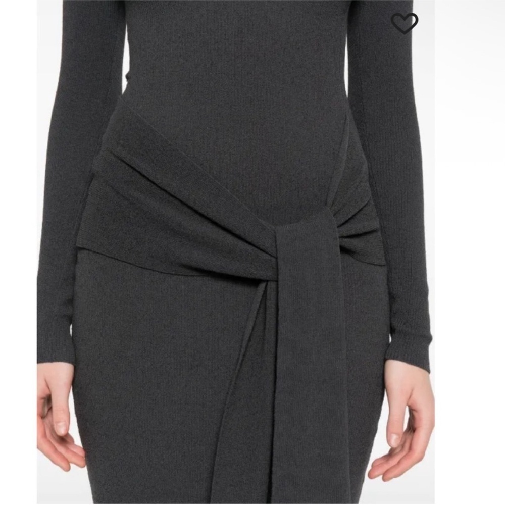 $890 NEW Aya Muse knitted maxi dress gray Long Sleeve knit sash tie sz Small - Picture 2 of 8